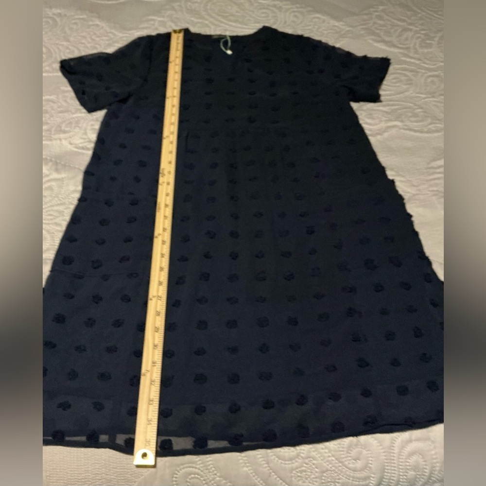Chic Blue V-Neck Short Sleeve Sundress - Picture 4 of 7